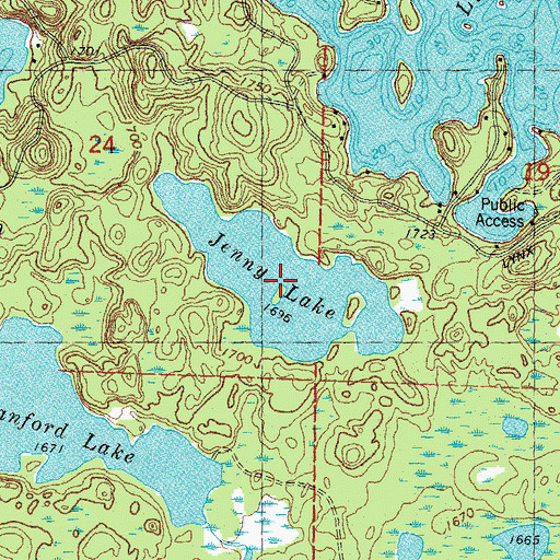 Topographic Map of Jenny Lake, WI