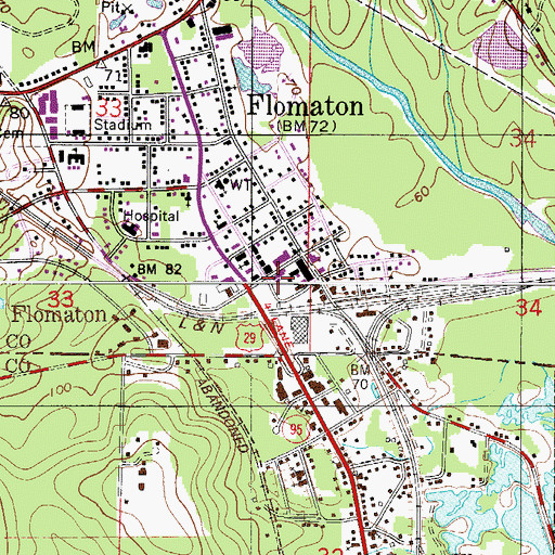 Topographic Map of Flomaton, AL