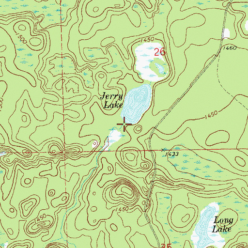 Topographic Map of Jerry Lake, WI