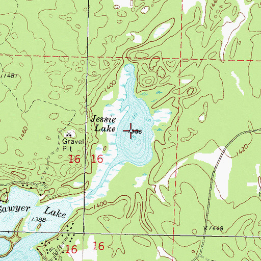 Topographic Map of Jessie Lake, WI