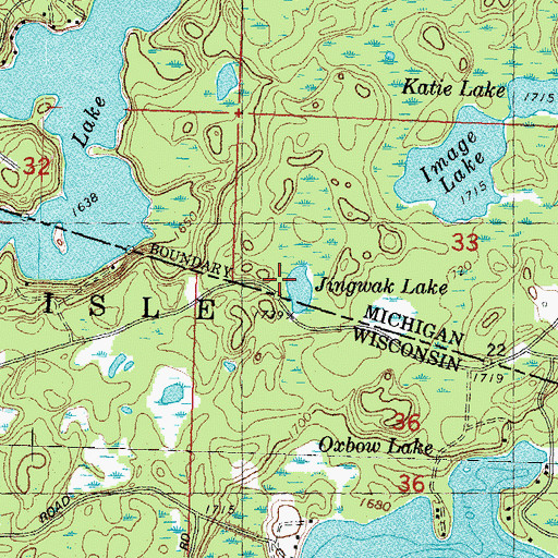 Topographic Map of Jingwak Lake, WI