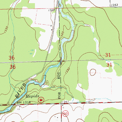 Topographic Map of Joe Creek, WI