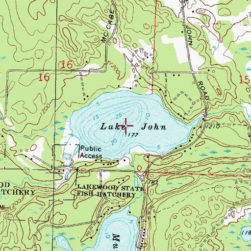 Topographic Map of John Lake, WI