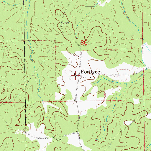 Topographic Map of Fordyce, AL