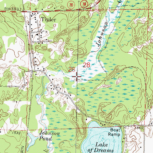 Topographic Map of Johnson Creek, WI