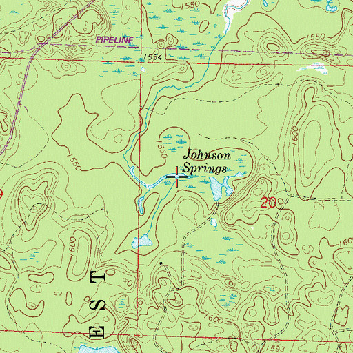 Topographic Map of Johnson Springs, WI