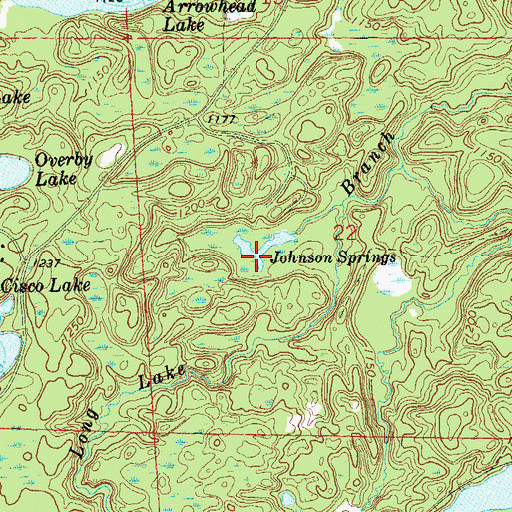 Topographic Map of Johnson Springs, WI