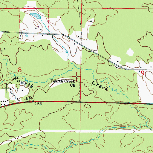 Topographic Map of Fourth Creek Methodist Church, AL