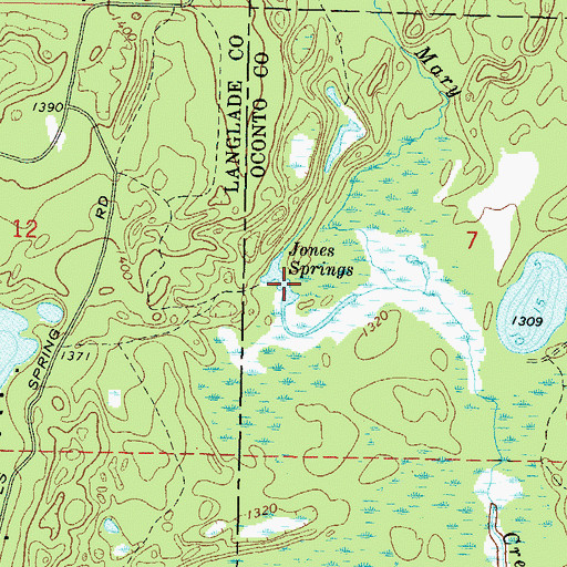 Topographic Map of Jones Spring, WI