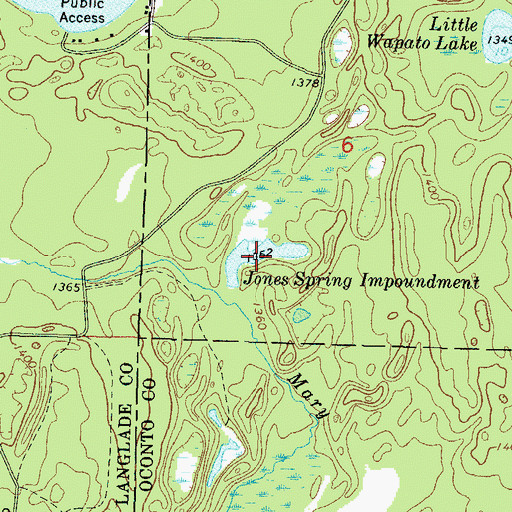 Topographic Map of Jones Spring Impoundment, WI