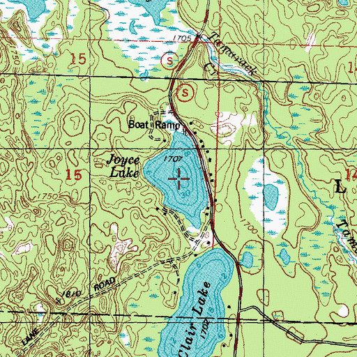 Topographic Map of Joyce Lake, WI