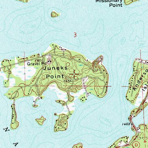 Topographic Map of Juneks Point, WI