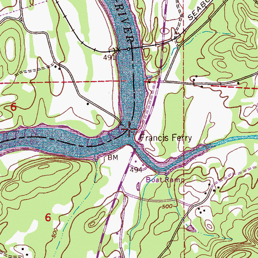 Topographic Map of Francis Ferry (historical), AL