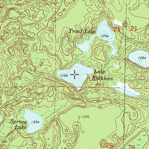 Topographic Map of Lake Kathleen, WI