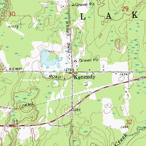 Topographic Map of Kennedy, WI