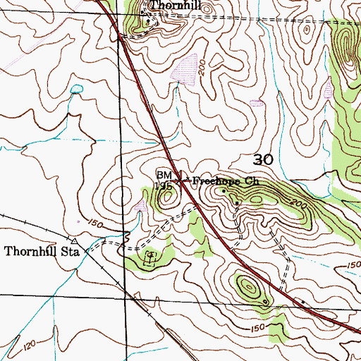 Topographic Map of Freehope Baptist Church, AL