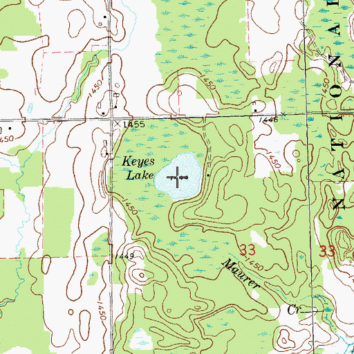 Topographic Map of Keyes Lake, WI