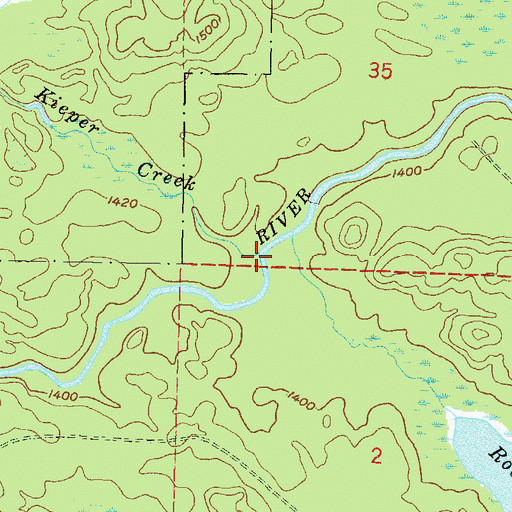 Topographic Map of Kieper Creek, WI