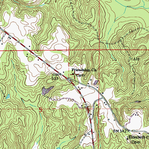 Topographic Map of Friendship Baptist Church, AL