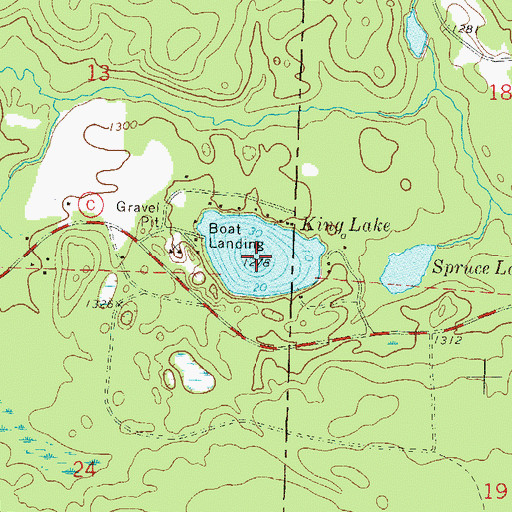 Topographic Map of King Lake, WI