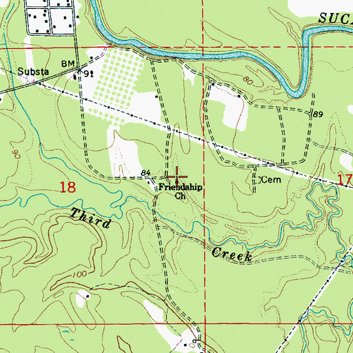 Topographic Map of Friendship Baptist Church, AL
