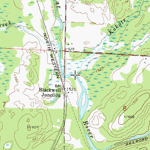 Topographic Map of Kokots Creek, WI