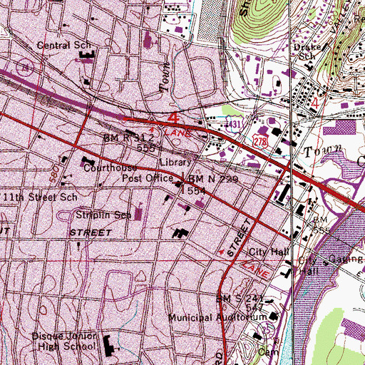 Topographic Map of Gadsden, AL