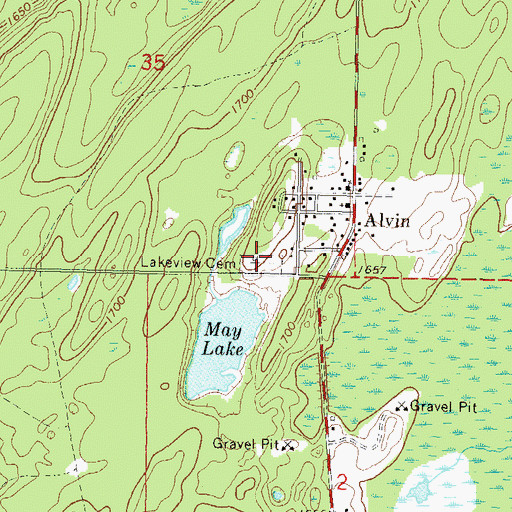 Topographic Map of Lakeview Cemetery, WI