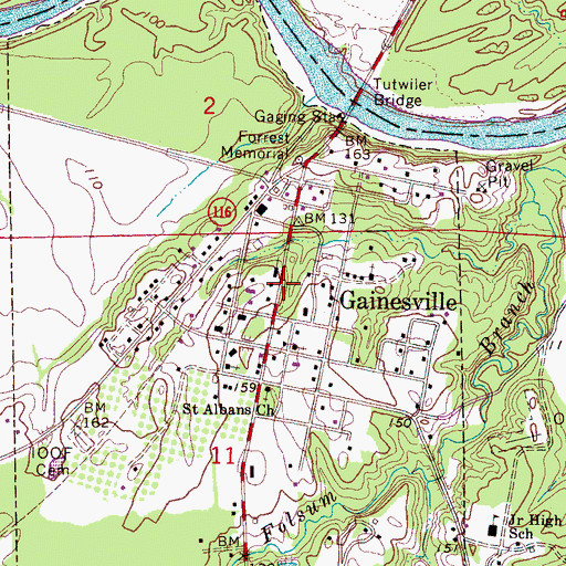 Topographic Map of Gainesville, AL