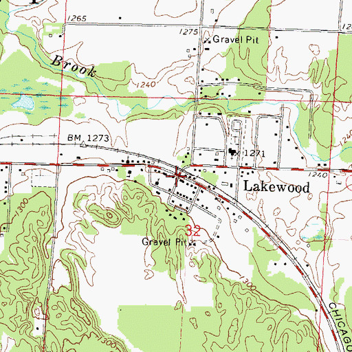 Topographic Map of Lakewood, WI
