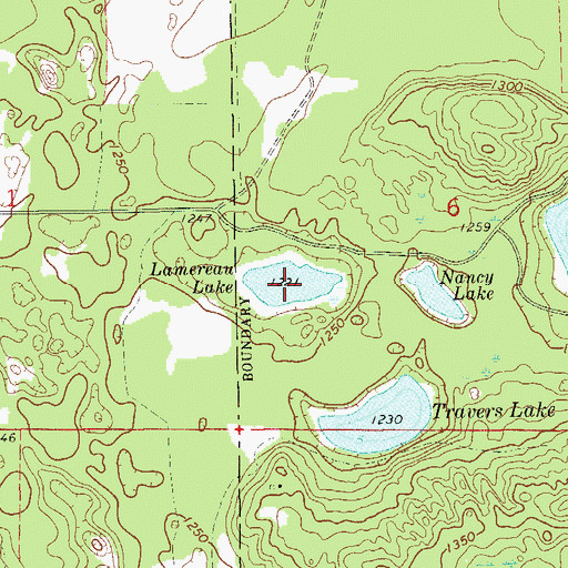 Topographic Map of Lamereau Lake, WI