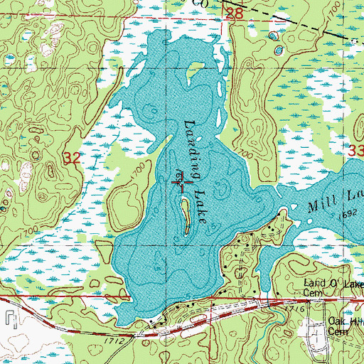Topographic Map of Landing Lake, WI