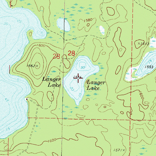 Topographic Map of Langer Lake, WI
