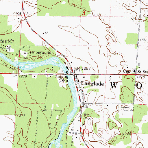 Topographic Map of Langlade, WI