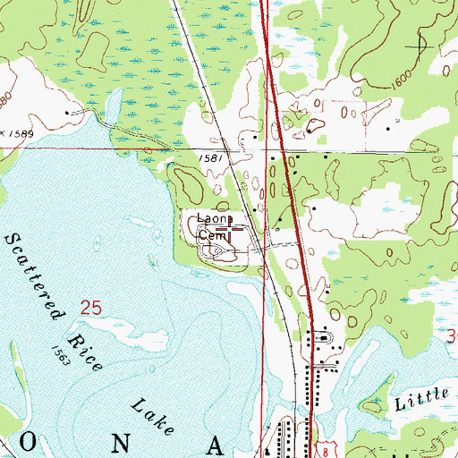 Topographic Map of Laona Cemetery, WI