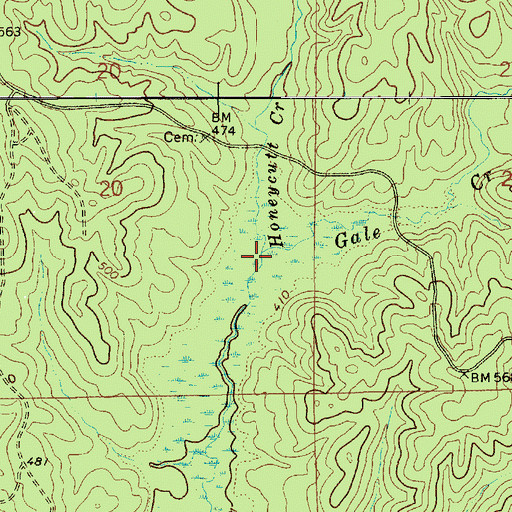 Topographic Map of Gale Creek, AL