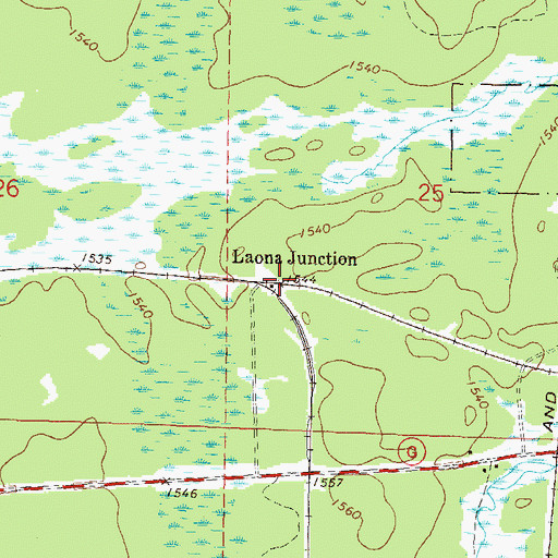 Topographic Map of Laona Junction, WI