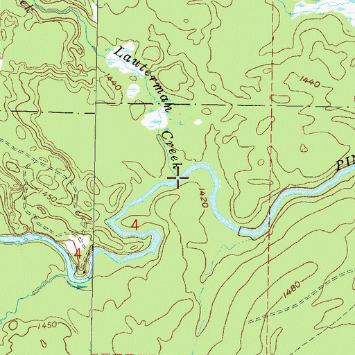 Topographic Map of Lauterman Creek, WI