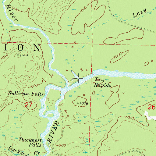 Topographic Map of Lazy Creek, WI