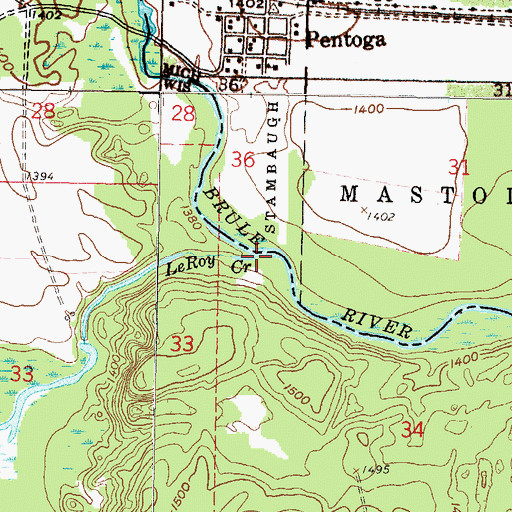 Topographic Map of LeRoy Creek, WI