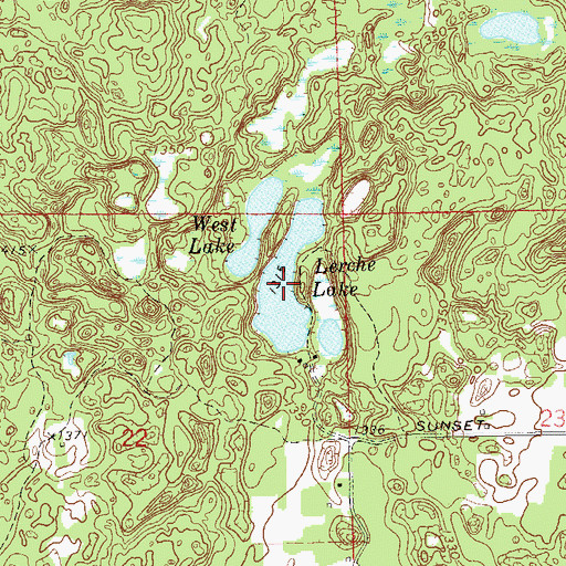 Topographic Map of Lerche Lake, WI