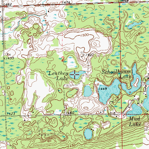 Topographic Map of Leuthey Lake, WI