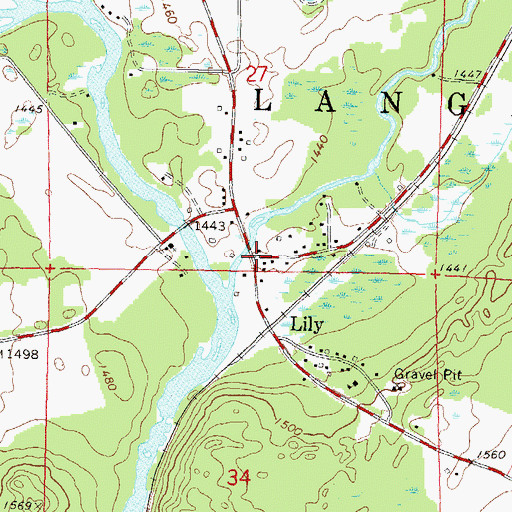 Topographic Map of Lily, WI