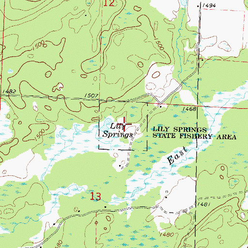 Topographic Map of Lily Springs State Fishery Area, WI