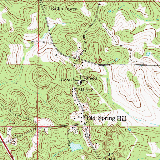Topographic Map of Gilfield Baptist Church, AL