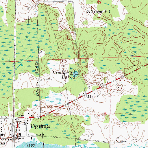 Topographic Map of Lindberg Lake, WI
