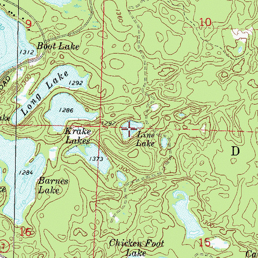 Topographic Map of Line Lake, WI
