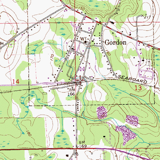 Topographic Map of Gordon, AL