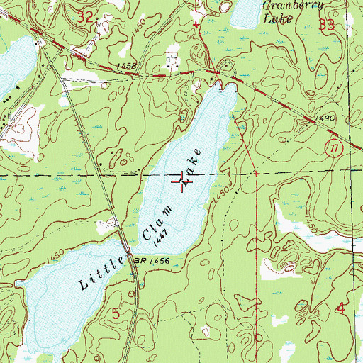 Topographic Map of Little Clam Lake, WI
