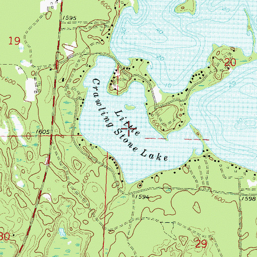Topographic Map of Little Crawling Stone Lake, WI